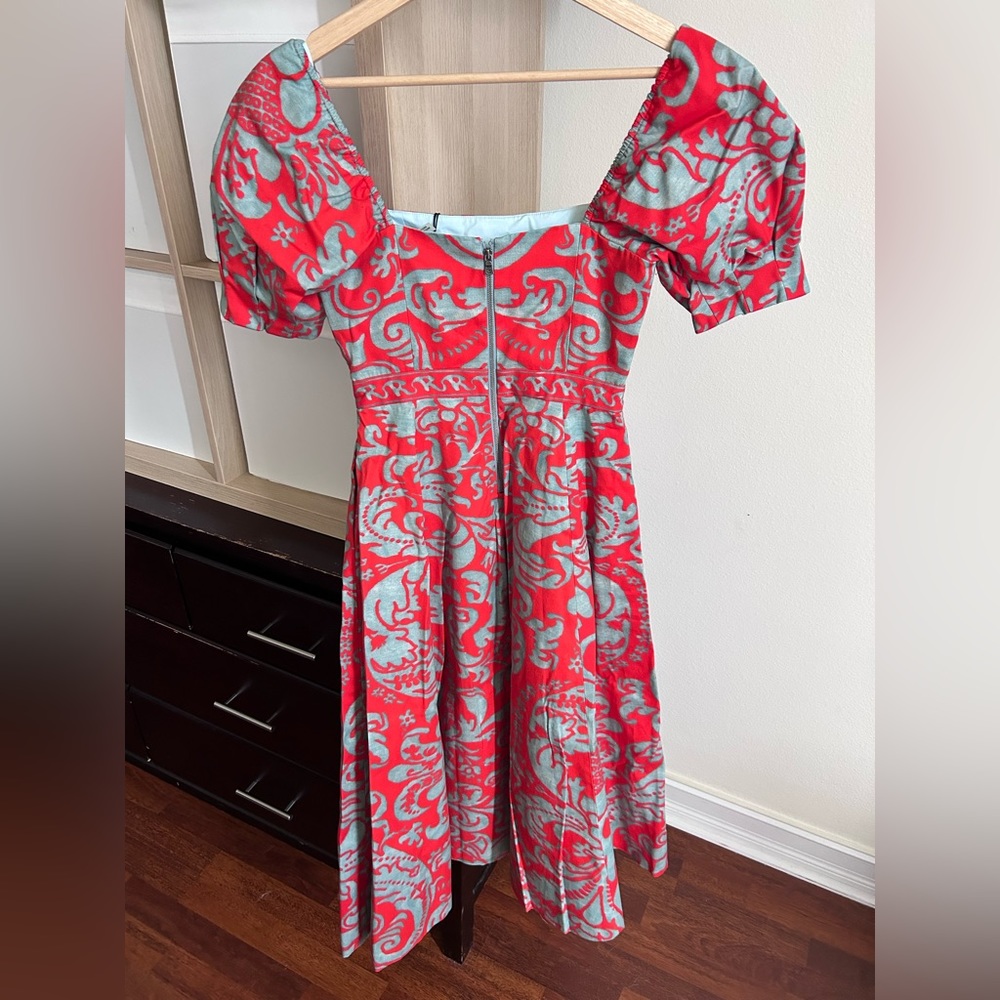 NWT Alice+Olivia Fredia Puff Sleeve Midi Dress 0 - Picture 16 of 17